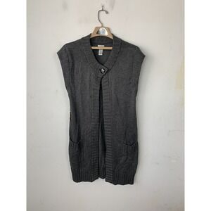 Chicos Womens Cardigan 1 Medium Gray Beachy Fall Quiet Luxury Bamboo Minimal